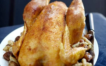 Chapon fermier roti aux marrons